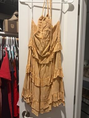 Lulu's Mustard Yellow Ruffle Tiered Mini Dress